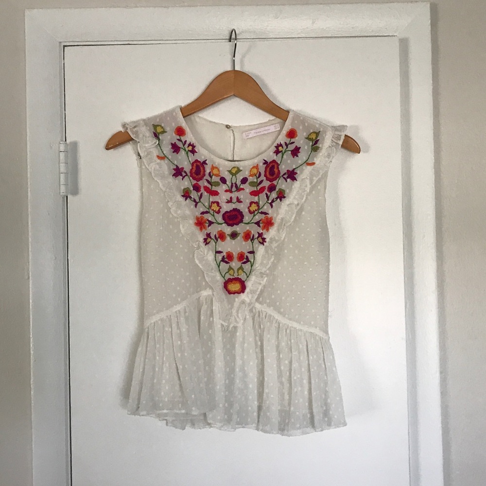 Zara Trafaluc Collection Floral Blouse